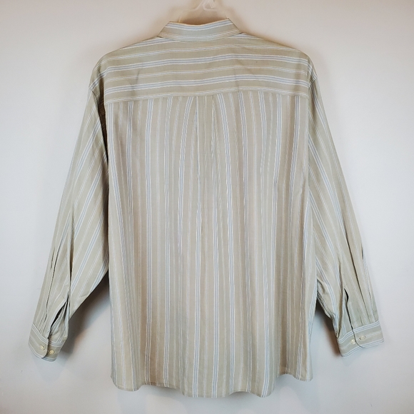 Vintage LL Bean Brown Blue Striped Long Sleeve Button Down Shirt Size XL Mens - Picture 8 of 15